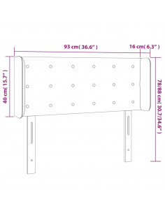 Testiera a LED Nera 93x16x78/88 cm in Velluto