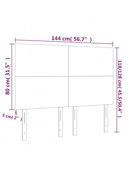 Testiera a LED Rosa 144x5x118/128 cm in Velluto
