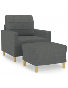 Poltrona con Poggiapiedi Grigio Scuro 60 cm in Tessuto 2