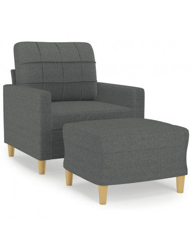 Poltrona con Poggiapiedi Grigio Scuro 60 cm in Tessuto