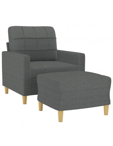 Poltrona con Poggiapiedi Grigio Scuro 60 cm in Tessuto