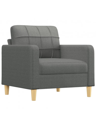 Poltrona con Poggiapiedi Grigio Scuro 60 cm in Tessuto