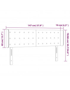 Testiera a LED Rosa 147x16x78/88 cm in Velluto