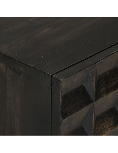 Credenza Nera 55x34x75 cm in Legno Massello di Mango e Ferro