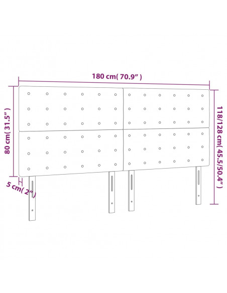 Testiera a LED Rosa 180x5x118/128 cm in Velluto