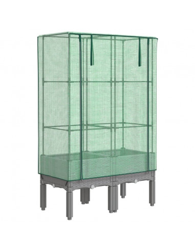 Letto Rialzato con Copertura Serra Effetto Rattan 80x40x140 cm