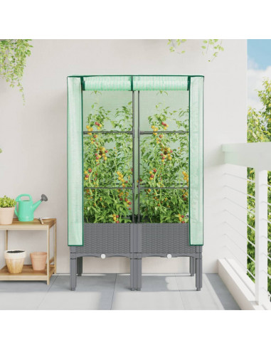 Letto Rialzato con Copertura Serra Effetto Rattan 80x40x140 cm