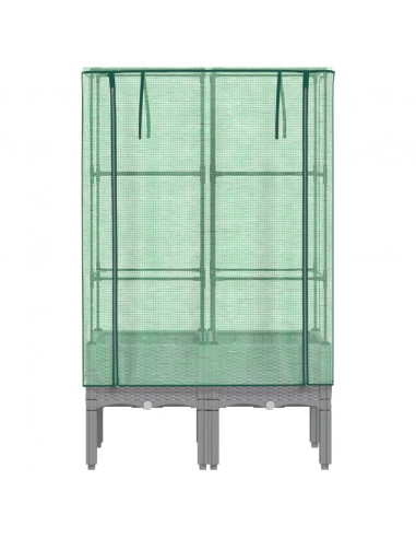 Letto Rialzato con Copertura Serra Effetto Rattan 80x40x140 cm