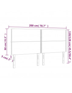 Testiera a LED rosa 200x5x118/128 cm in Similpelle