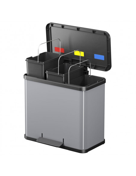 Hailo Pattumiera a Pedale Oko Trio Plus L 3x9 L Argento 0633-230