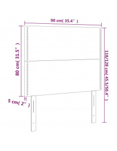 Testiera a LED Rosa 90x5x118/128 cm in Velluto