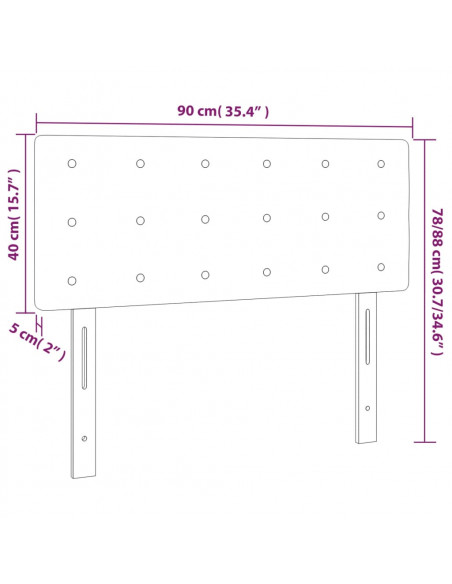 Testiera a LED Rosa 90x5x78/88 cm in Tessuto