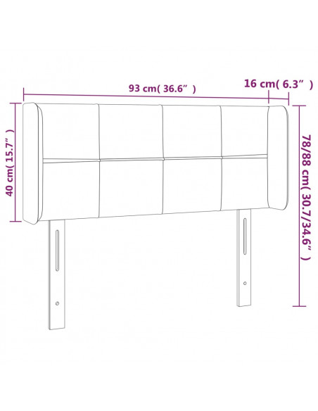 Testiera a LED Rosa 93x16x78/88 cm in Velluto