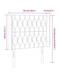 Testiera a LED Tortora 103x16x118/128 cm in Tessuto