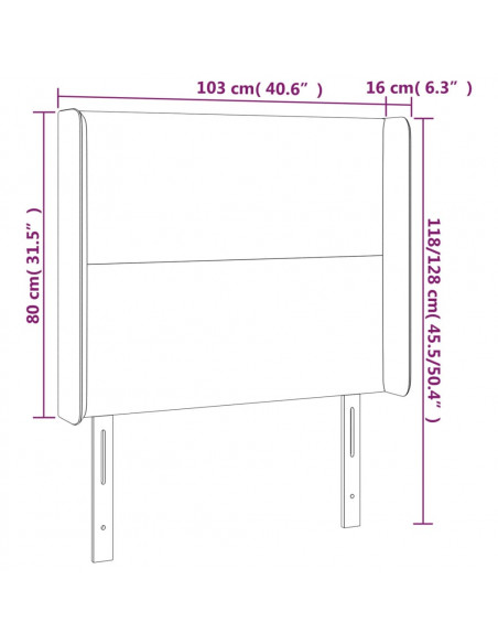 Testiera a LED Tortora 103x16x118/128 cm in Tessuto