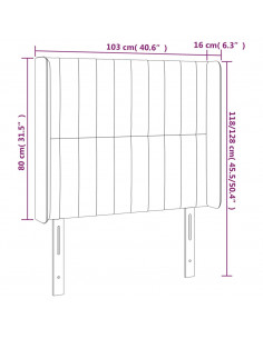 Testiera a LED Tortora 103x16x118/128 cm in Tessuto