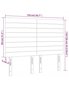 Testiera a LED Tortora 144x5x118/128 cm in Tessuto