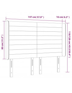 Testiera a LED Tortora 147x16x118/128 cm in Tessuto