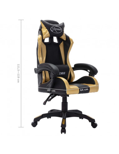 Sedia da Gaming con Luci a LED RGB Oro e Nera in Similpelle