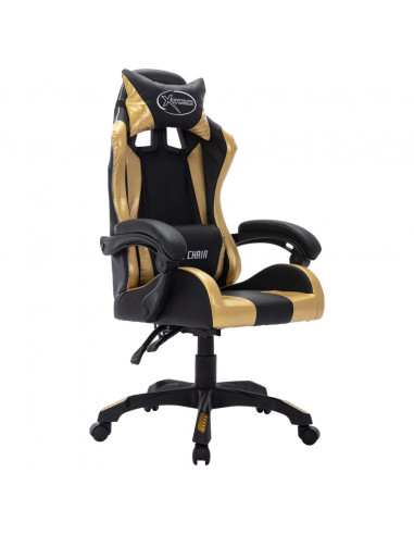 Sedia da Gaming con Luci a LED RGB Oro e Nera in Similpelle