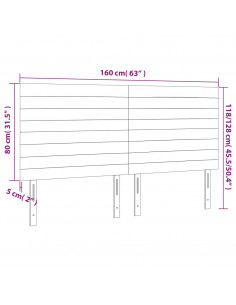 Testiera a LED Tortora 160x5x118/128 cm in Tessuto