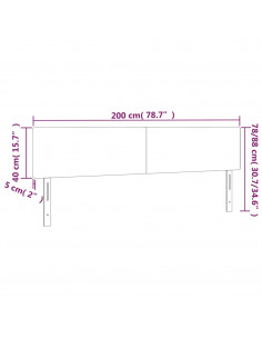 Testiera a LED Tortora 200x5x78/88 cm in Tessuto