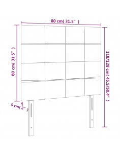 Testiera a LED Tortora 80x5x118/128 cm in Tessuto