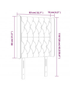 Testiera a LED Tortora 83x16x118/128 cm in Tessuto