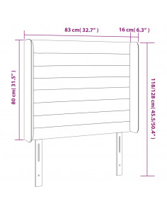 Testiera a LED Tortora 83x16x118/128 cm in Tessuto