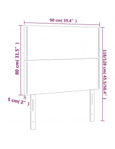 Testiera a LED tortora 90x5x118/128 cm in Tessuto