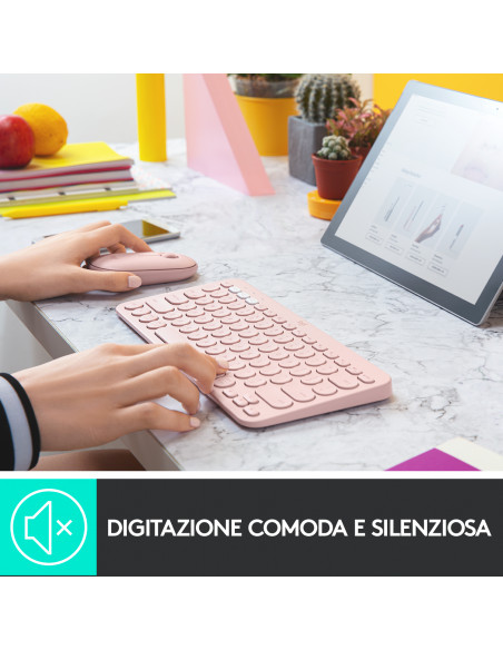 Logitech K380 Multi-Device Tastiera Bluetooth Wireless, Design Easy-Switch, Sottile, Portatile, 2 Anni di Batteria, Funziona con
