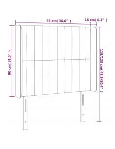 Testiera a LED tortora 93x16x118/128 cm in Tessuto