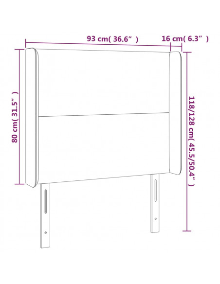 Testiera a LED tortora 93x16x118/128 cm in Tessuto