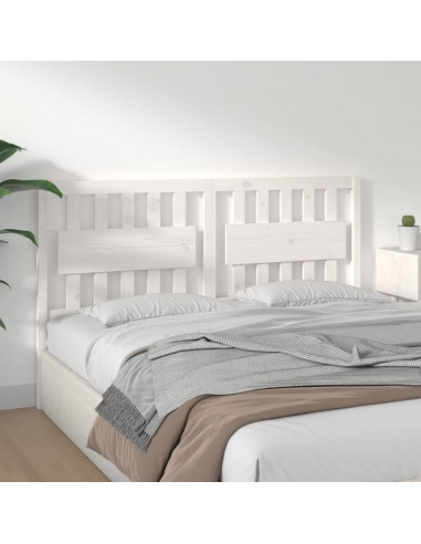 Testiera per Letto Bianca 155,5x4x100 cm Legno Massello di Pino