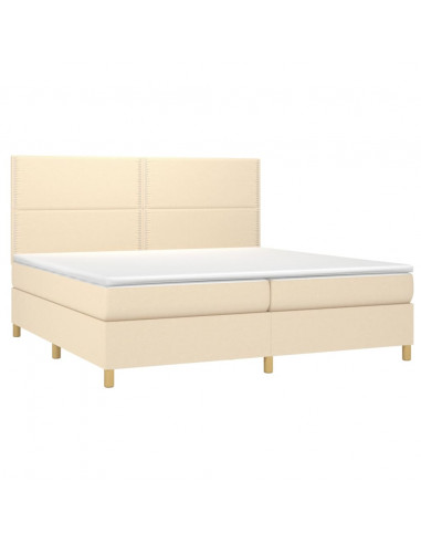 Letto a Molle Materasso e LED bianco 200x200cm in Tessuto