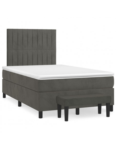 Giroletto a Molle con Materasso Grigio Scuro 120x200 cm Velluto
