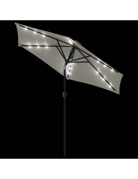Ombrellone Giardino con LED Palo Acciaio Bianco 225x225x212 cm