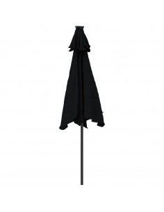 Ombrellone Giardino con LED Palo Acciaio Nero 225x225x212 cm 2