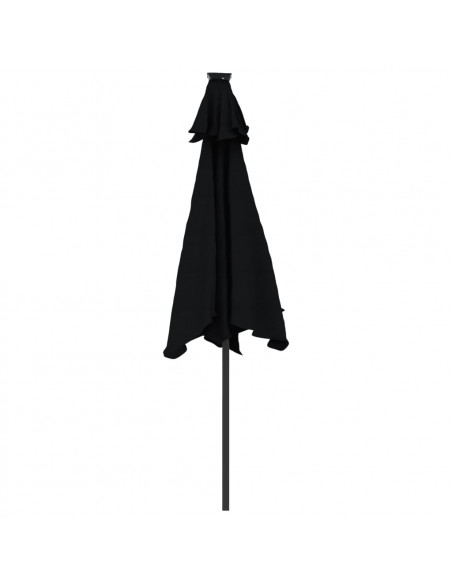 Ombrellone Giardino con LED Palo Acciaio Nero 225x225x212 cm