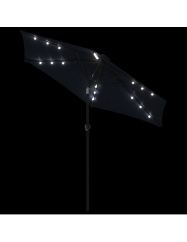 Ombrellone Giardino con LED Palo Acciaio Nero 225x225x212 cm