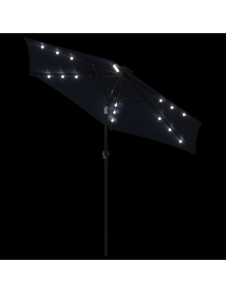Ombrellone Giardino con LED Palo Acciaio Nero 225x225x212 cm