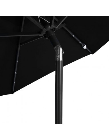 Ombrellone Giardino con LED Palo Acciaio Nero 225x225x212 cm