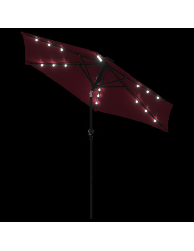 Ombrellone Giardino LED Palo Acciaio Rosso Bordò 225x225x212 cm