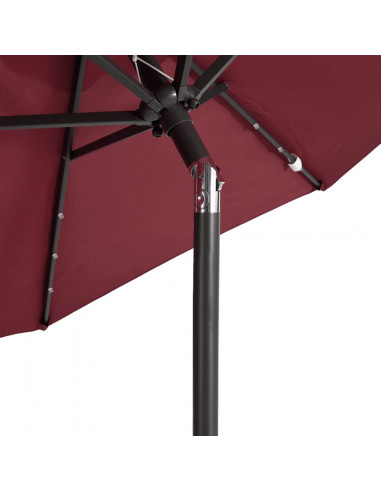 Ombrellone Giardino LED Palo Acciaio Rosso Bordò 225x225x212 cm
