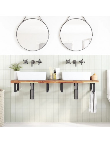 Piano da Bagno Finitura a Olio 140x40x4 cm in Legno di Acacia