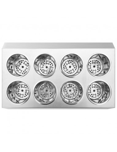 Portaposate con 8 Inserti Rettangolare in Acciaio Inossidabile