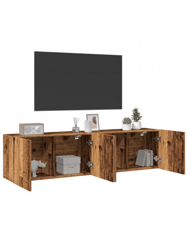 Mobili TV a Parete 2pz Legno Antico 80x30x41 cm