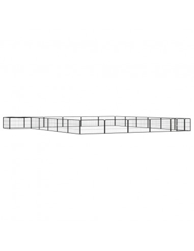 Box Cani 24 Pannelli Nero 100x50 cm Acciaio Verniciato Polvere