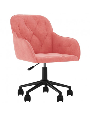 Sedia Girevole da Ufficio Rosa in Velluto