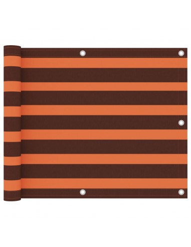 Paravento Balcone Arancione e Marrone 75x400 cm Tessuto Oxford